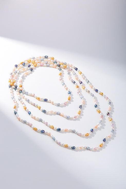 68-inch Length Multicolor Keshi Pearl Long Necklace - House Of Pearls